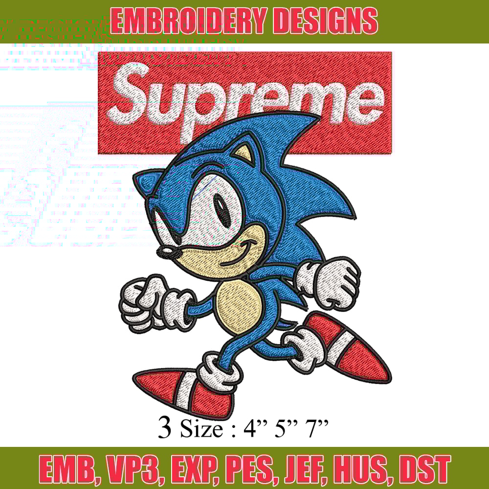 Supreme Sonic Embroidery design, Supreme Sonic Embroidery, cartoon design, Embroidery File, Instant download..jpg