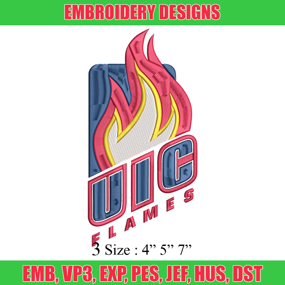 Illinois Chicago Flames embroidery design, Illinois Chicago Flames embroidery, logo Sport embroidery, NCAA embroidery..jpg