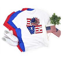 love american flag with sunflower t-shirt, independence day shirt, 4th of july party shirt, usa flag shirt, patriotic sh