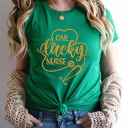 one lucky nurse shirt png, st st. patricks day nurse shirt png, irish nurse shirt png, lucky green shamrock nurse shirt