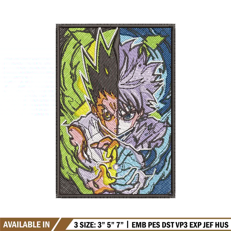 Gon killua poster embroidery design, Hxh embroidery, Anime design, Embroidery shirt, Embroidery file, Digital download.jpg