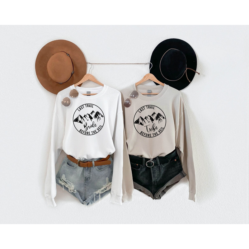 Bachelorette Party Sweatshirt, Last Trail Before The Veil Bride Tribe Shirts, Hiking Bachelorette, Bridal Party Shirts, Bridesmaid Shirts - 4.jpg