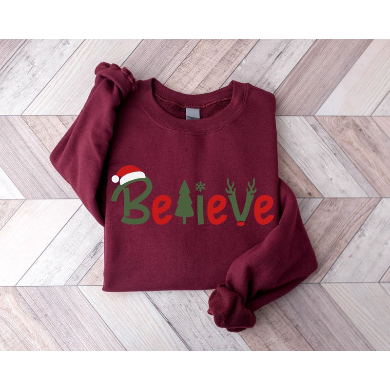 Believe Christmas Sweatshirt, Christmas Gift For Christian, Christmas Party Shirt, Merry Christmas Sweatshirt, Christmas Family Shirt - 4.jpg