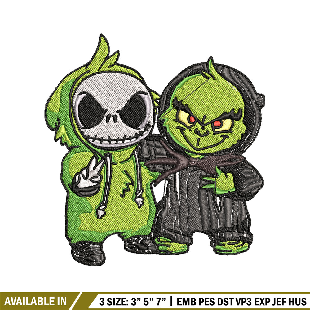 Grinch And Jack Skellington Embroidery design, Grinch Christmas Embroidery, Horror design, logo shirt, Digital download..jpg