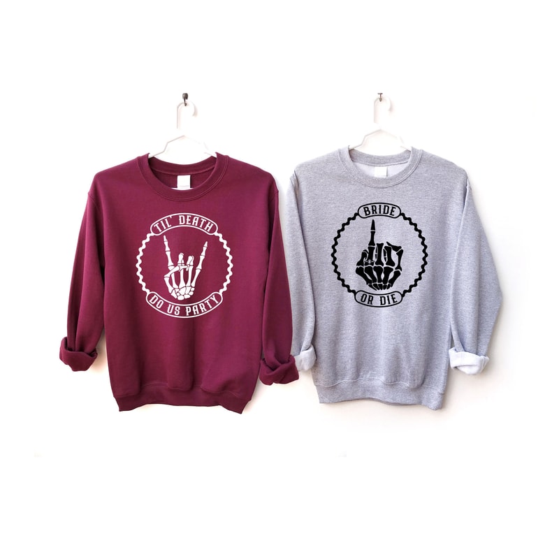 Bride Or Die Sweatshirt, Halloween Bachelorette Sweatshirt, Bachelorette Party Shirts, Till Death Do Us Party, Bridesmaid Group Sweatshirt - 2.jpg