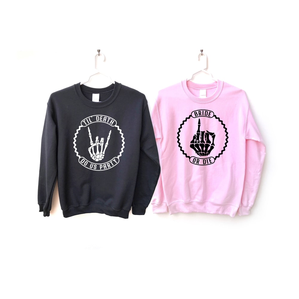 Bride Or Die Sweatshirt, Halloween Bachelorette Sweatshirt, Bachelorette Party Shirts, Till Death Do Us Party, Bridesmaid Group Sweatshirt - 4.jpg