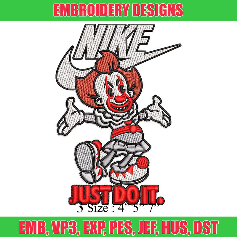 Just Do It Pennywise Embroidery design, Cartoon Embroidery, Nike design, Embroidery file, Nike logo. Instant download..jpg
