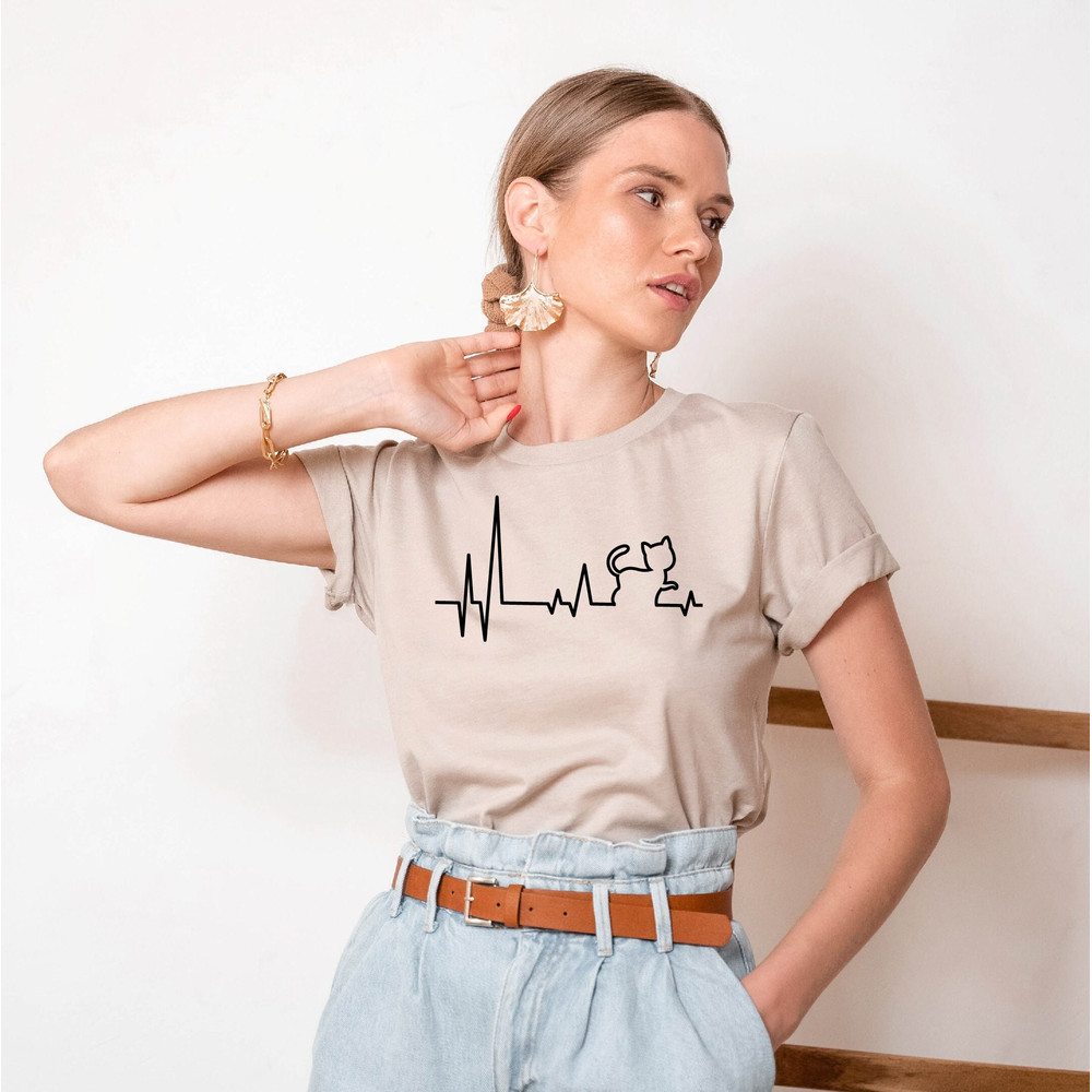Cat Heartbeat Shirt, Heart Rhythm Cat Shirt, Cute Kitty Shirt, Gift for Cat Lover, Cat Mom Shirt, Funny Cat Shirt, Gift for Cat Owner - 1.jpg