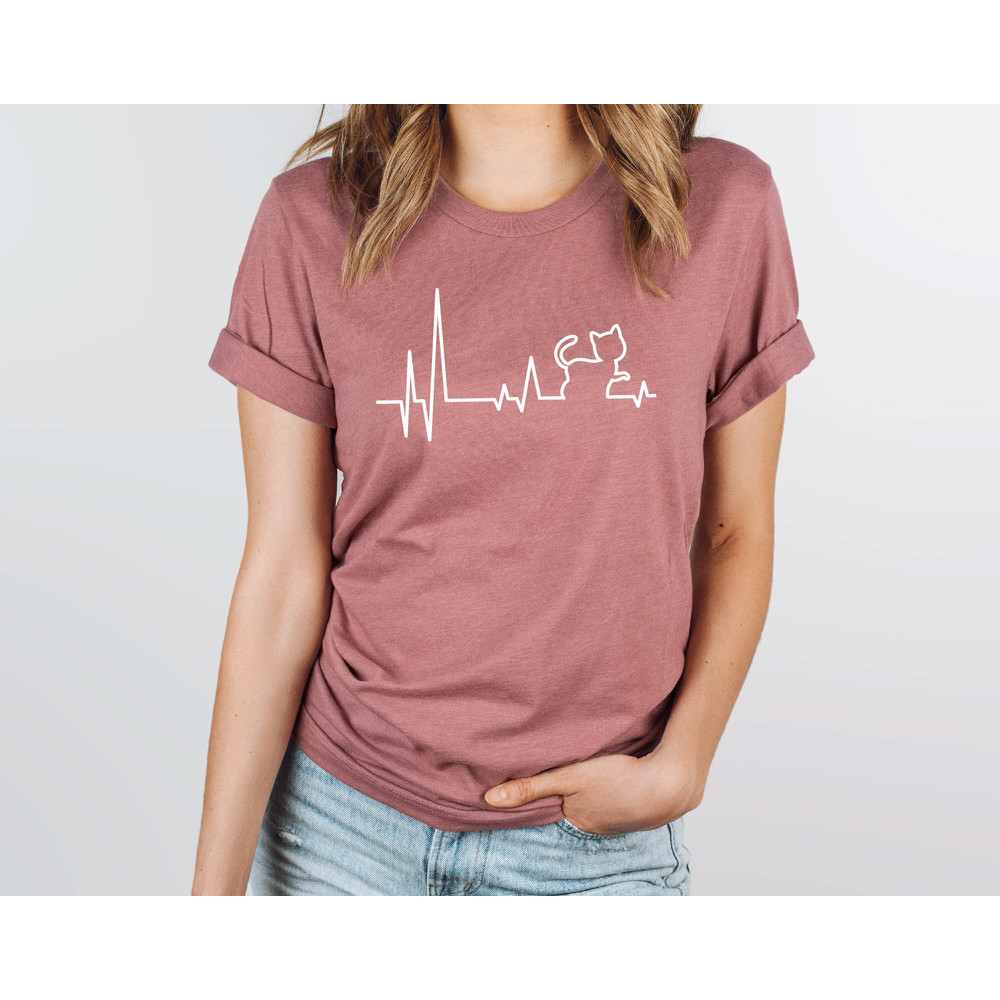 Cat Heartbeat Shirt, Heart Rhythm Cat Shirt, Cute Kitty Shirt, Gift for Cat Lover, Cat Mom Shirt, Funny Cat Shirt, Gift for Cat Owner - 3.jpg