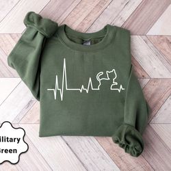 cat heartbeat sweatshirt, heart rhythm cat shirt, cat shirt, womens funny sweatshirt, cat mom gift, cat mom sweatshirt,