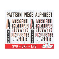 pattern piece svg alphabet - svg - eps - dxf - pattern alphabet - trapped - silhouette, cricut cut file, digital file