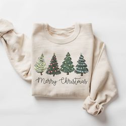 christmas trees sweatshirt, merry christmas sweatshirt, holiday sweater, womens holiday sweatshirt, christmas shirt, win