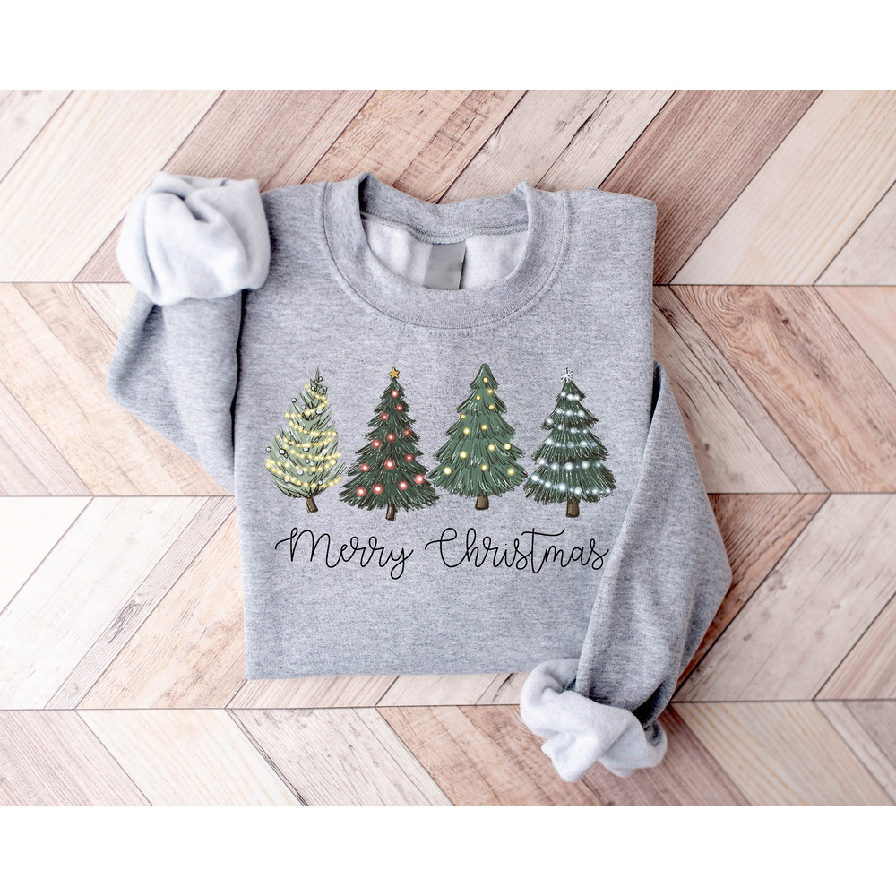 Christmas Trees Sweatshirt, Merry Christmas Sweatshirt, Holiday Sweater, Womens Holiday Sweatshirt, Christmas Shirt, Winter Sweatshirt - 2.jpg