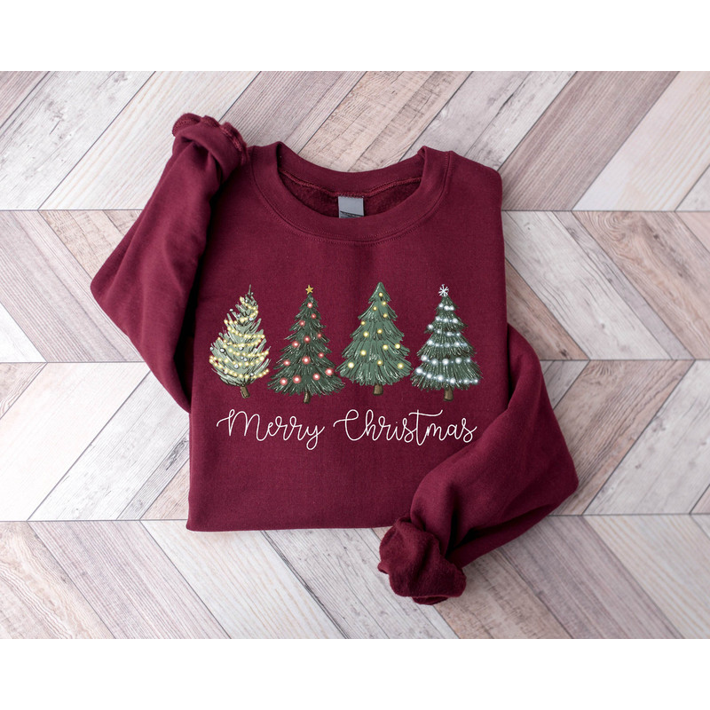 Christmas Trees Sweatshirt, Merry Christmas Sweatshirt, Holiday Sweater, Womens Holiday Sweatshirt, Christmas Shirt, Winter Sweatshirt - 3.jpg