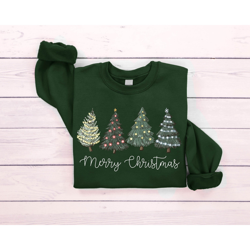Christmas Trees Sweatshirt, Merry Christmas Sweatshirt, Holiday Sweater, Womens Holiday Sweatshirt, Christmas Shirt, Winter Sweatshirt - 4.jpg