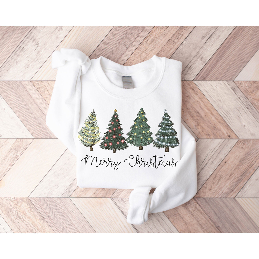 Christmas Trees Sweatshirt, Merry Christmas Sweatshirt, Holiday Sweater, Womens Holiday Sweatshirt, Christmas Shirt, Winter Sweatshirt - 5.jpg