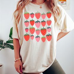 comfort colors cute strawberry shirt, summer girl shirt, cottagecore shirt, graphic tee, back to school, strawberry gift