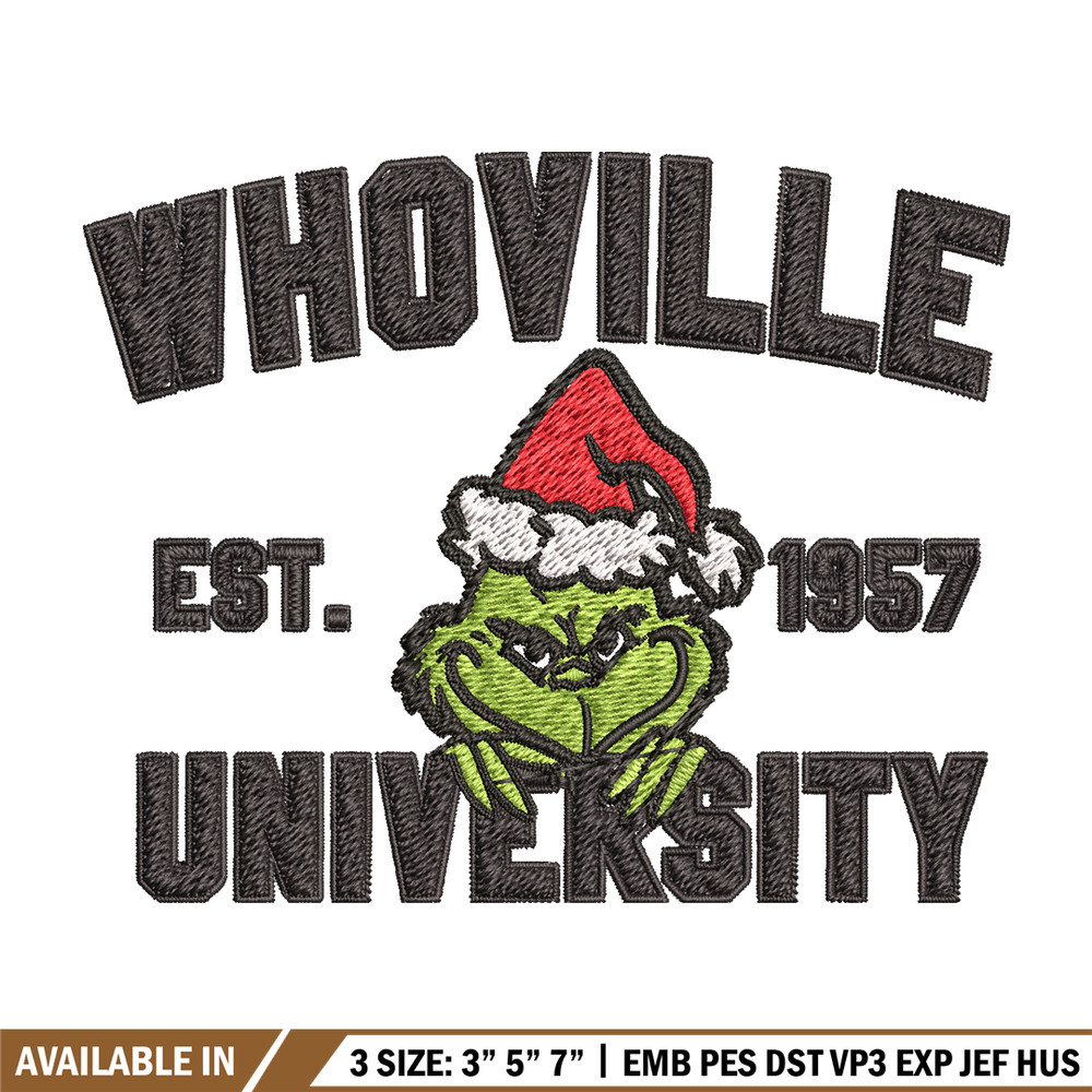 Grinch Whoville University Christmas Embroidery design, Grinch Christmas Embroidery, Grinch design, Digital download.jpg