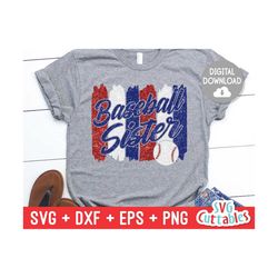 baseball sister svg - baseball svg - eps - dxf - png - baseball sister cut file - brush strokes - silhouette - cricut - digital download
