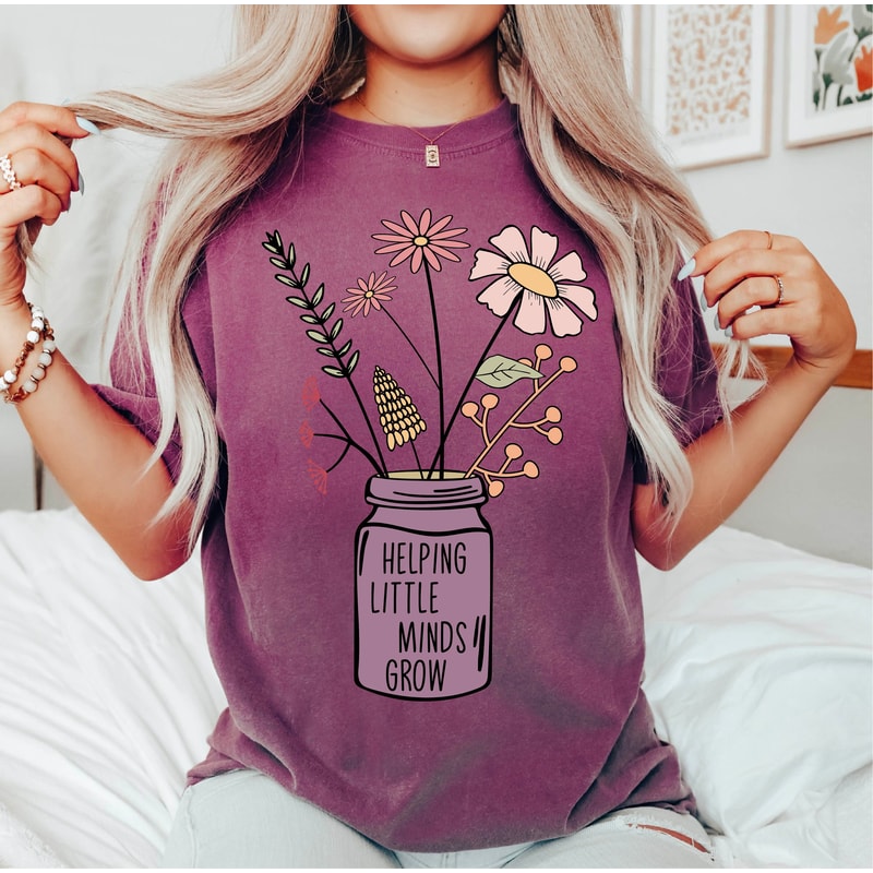 Comfort Colors® Teacher Shirt, Helping Little Minds Grow Shirt, Special Education Teacher, Teacher Gifts, Preschool Shirt, Teacher Life - 2.jpg