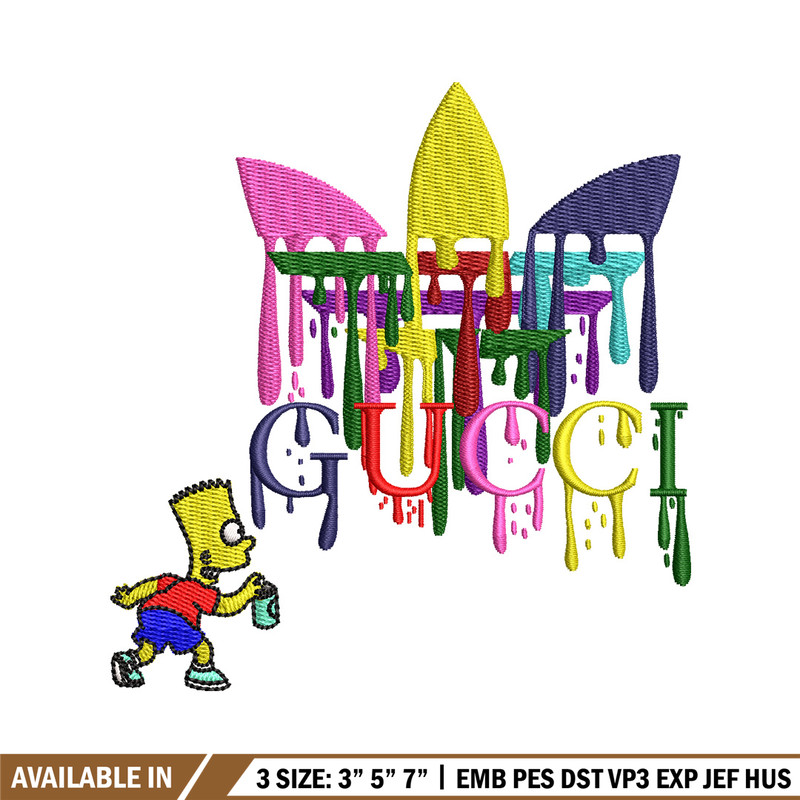 Gucci bart color embroidery design, Gucci embroidery, Embroidery file, Embroidery shirt, Emb design, Digital download.jpg