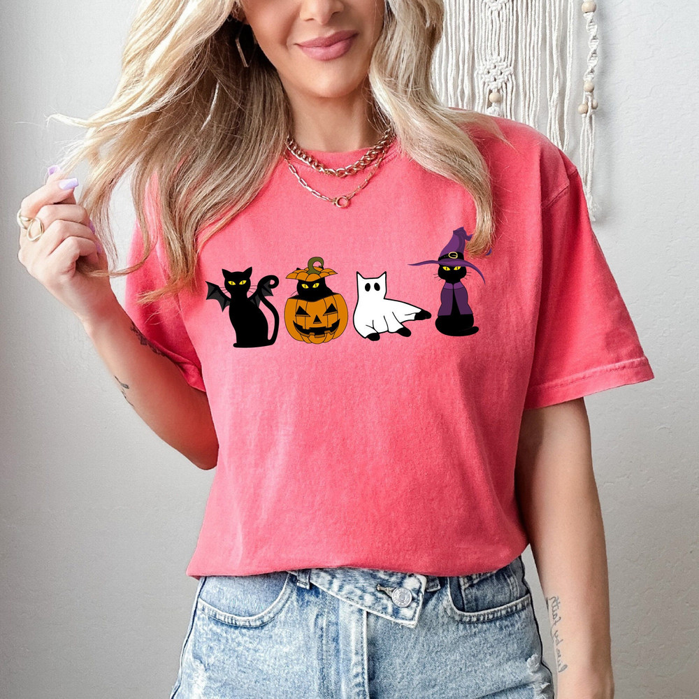 Comfort Colors®Cute Black Ghost Cat Shirt, Cat Pumpkin Halloween Shirt, Black Flame Candle, Halloween Candle, Witch Knife, Spooky Season - 7.jpg