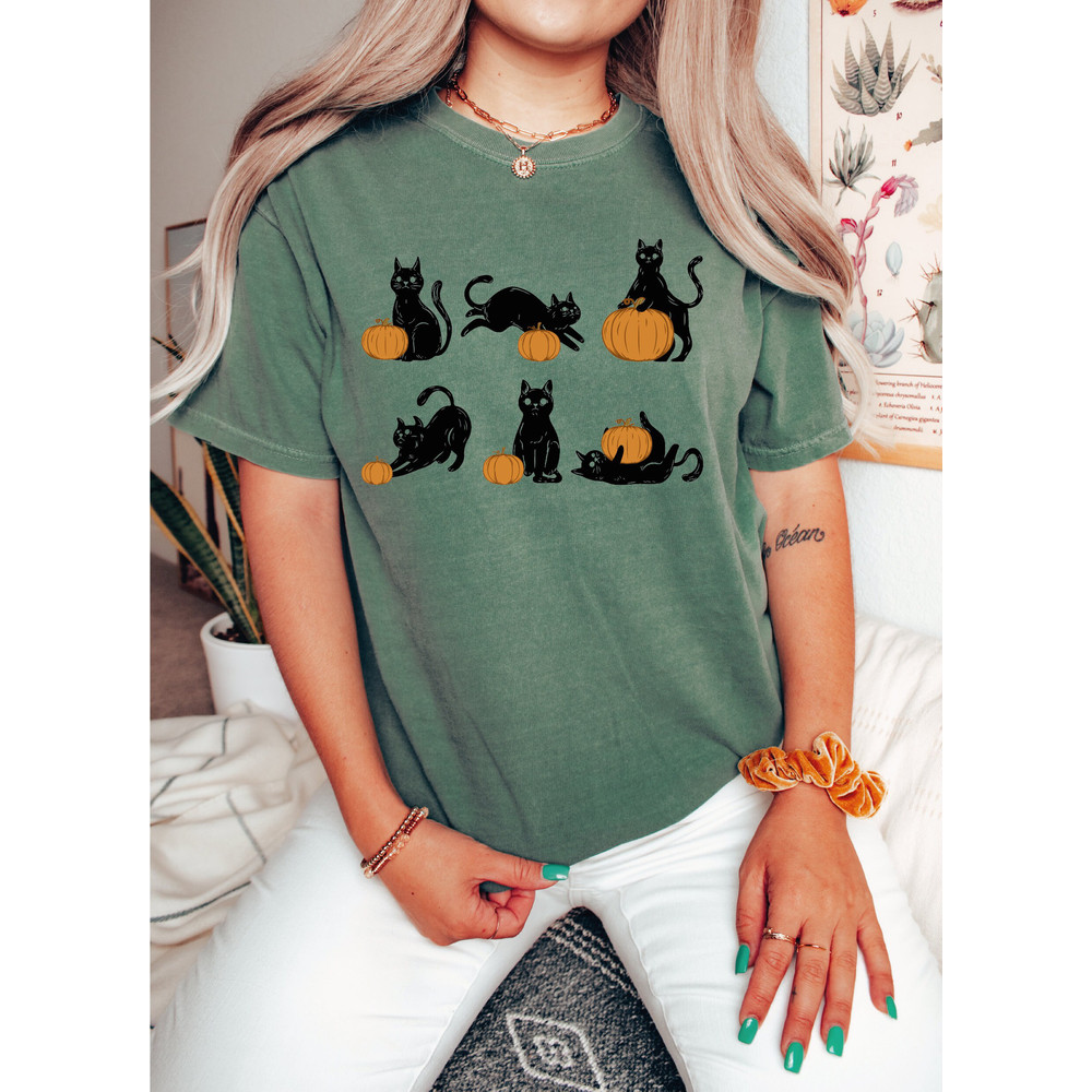 Comfort Colors®Halloween Pumpkin Cat Shirt, Cute Black Ghost Cat Shirt, Black Flame Candle, Halloween Candle, Witch Knife, Spooky Season - 3.jpg