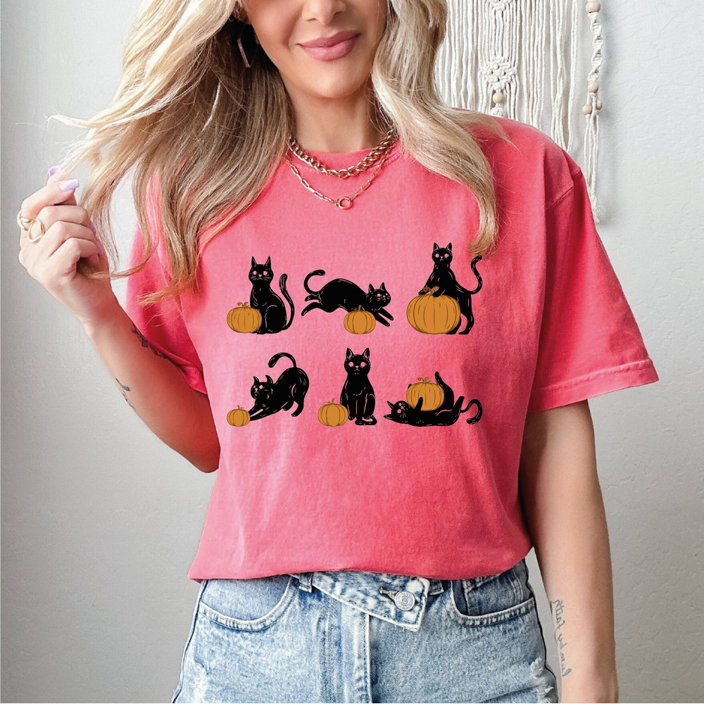 Comfort Colors®Halloween Pumpkin Cat Shirt, Cute Black Ghost Cat Shirt, Black Flame Candle, Halloween Candle, Witch Knife, Spooky Season - 5.jpg