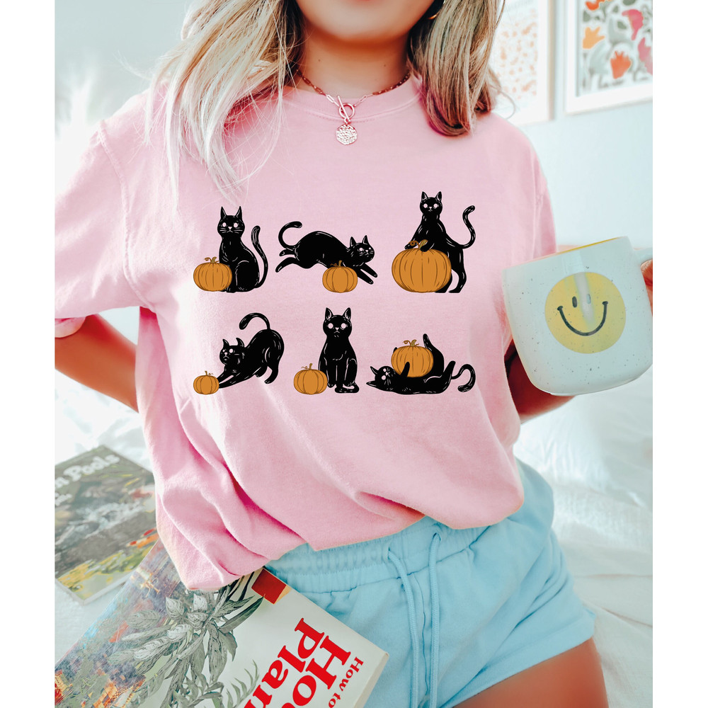 Comfort Colors®Halloween Pumpkin Cat Shirt, Cute Black Ghost Cat Shirt, Black Flame Candle, Halloween Candle, Witch Knife, Spooky Season - 6.jpg