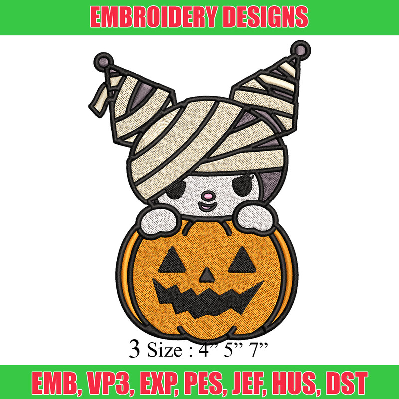 Kuromi Mummy Embroidery design, Halloween Embroidery, Embroidery File, cartoon design, logo shirt, Digital download..jpg
