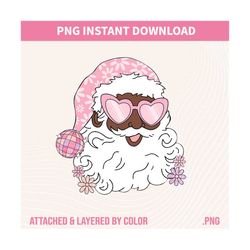 Disco Santa Claus PNG, Christmas Sublimation Digital Design Download, Pink Christmas, preppy santa png, groovy christmas png