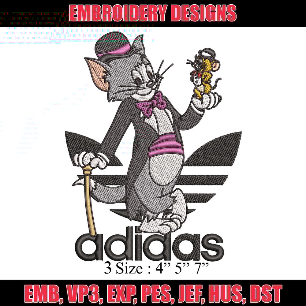Tom and jerry Embroidery Design, Adidas Embroidery, Embroidery File, Cartoon Embroidery, Logo shirt, Digital download.jpg