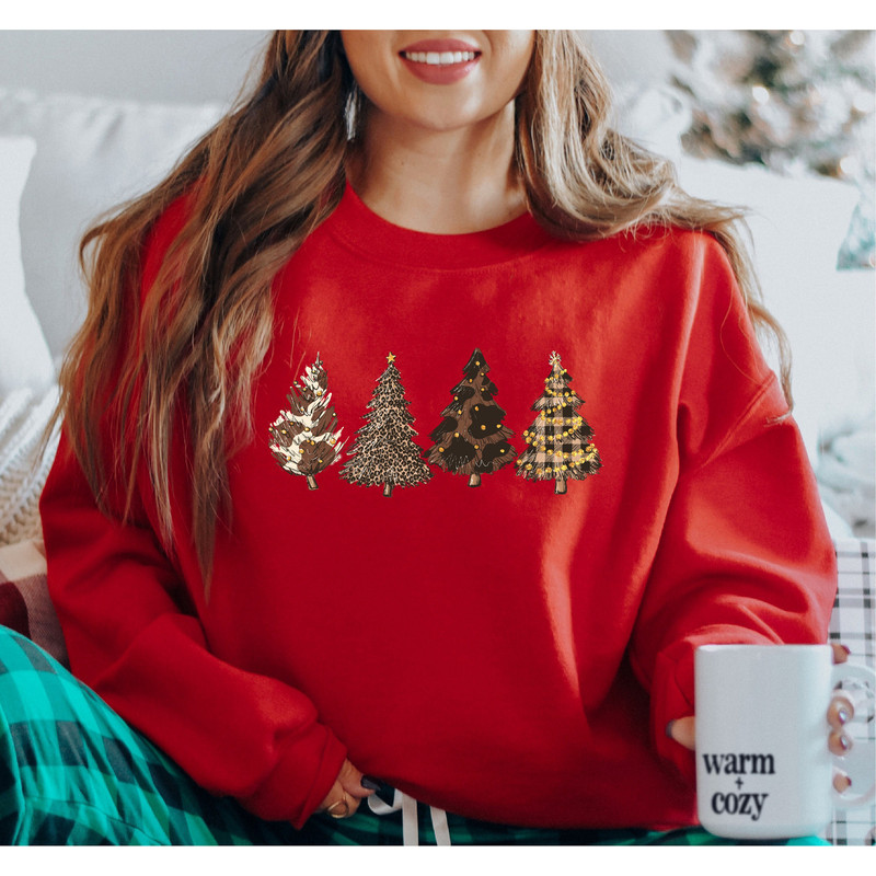 Country Western Howdy Christmas Tree Sweatshirt, Womens Cute Cow Cheetah Print, Howdy Rodeo Christmas Sweatshirt, Women's Christmas Shirt - 8.jpg