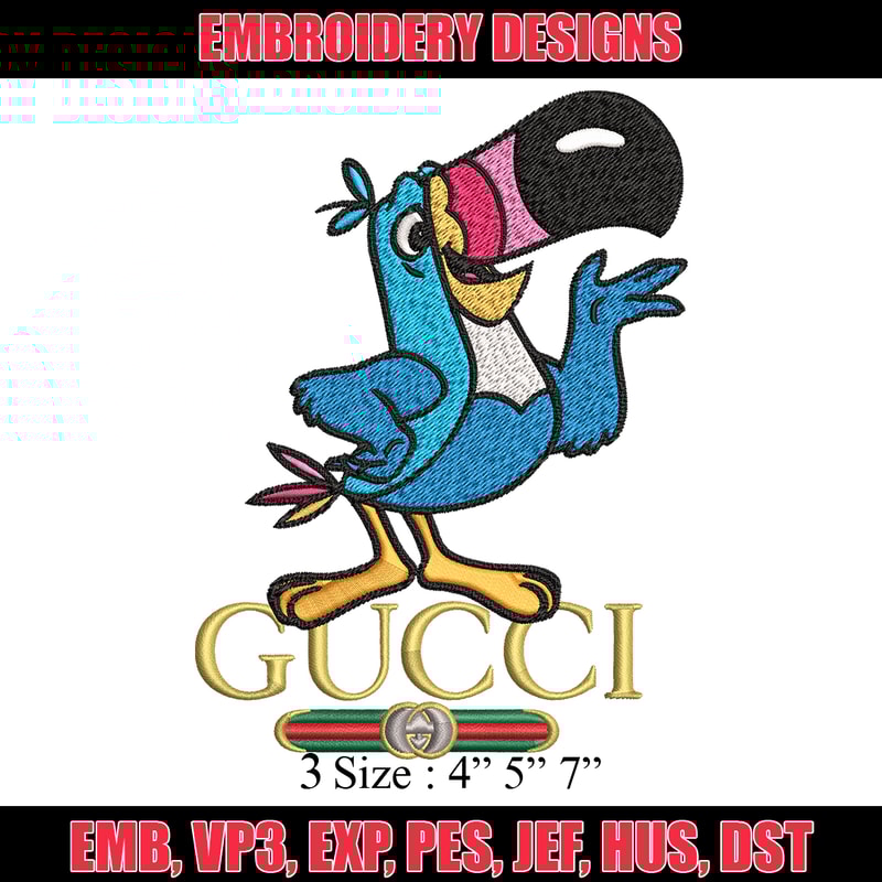 Toucan Sam Gucci Embroidery design, Toucan Sam Embroidery, cartoon design, Embroidery File, Gucci logo, Instant download.jpg