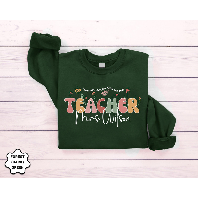 Custom Cute Floral Teacher Last Name Sweatshirt, Teacher Mrs Sweatshirt, Sped Teacher Gift, Teacher Appreciation, Elementary Teacher Gift - 3.jpg