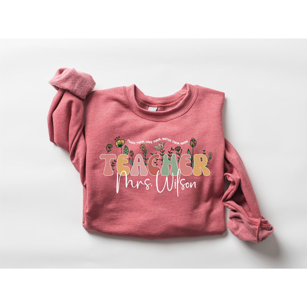 Custom Cute Floral Teacher Last Name Sweatshirt, Teacher Mrs Sweatshirt, Sped Teacher Gift, Teacher Appreciation, Elementary Teacher Gift - 4.jpg