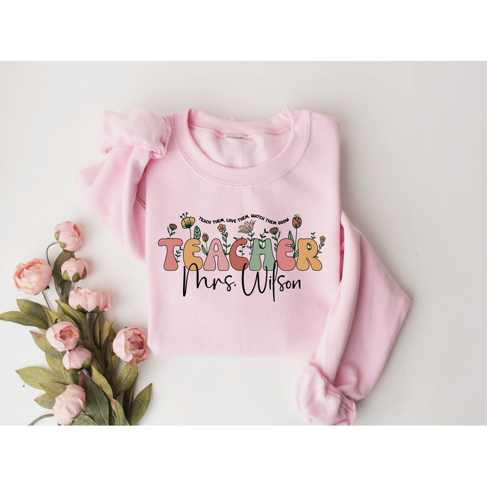 Custom Cute Floral Teacher Last Name Sweatshirt, Teacher Mrs Sweatshirt, Sped Teacher Gift, Teacher Appreciation, Elementary Teacher Gift - 6.jpg