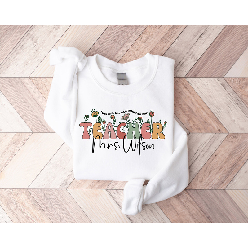 Custom Cute Floral Teacher Last Name Sweatshirt, Teacher Mrs Sweatshirt, Sped Teacher Gift, Teacher Appreciation, Elementary Teacher Gift - 8.jpg