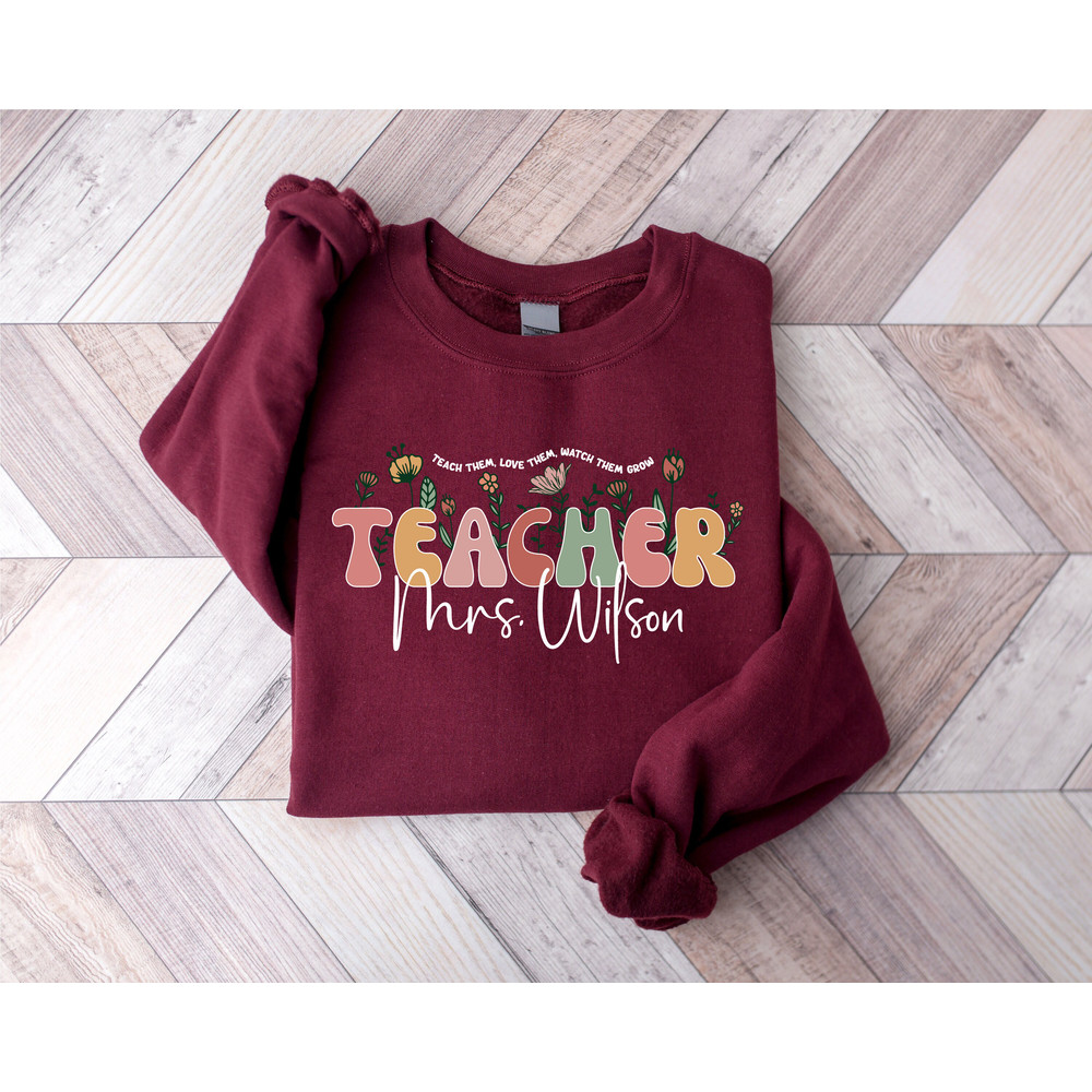 Custom Cute Floral Teacher Last Name Sweatshirt, Teacher Mrs Sweatshirt, Sped Teacher Gift, Teacher Appreciation, Elementary Teacher Gift - 9.jpg