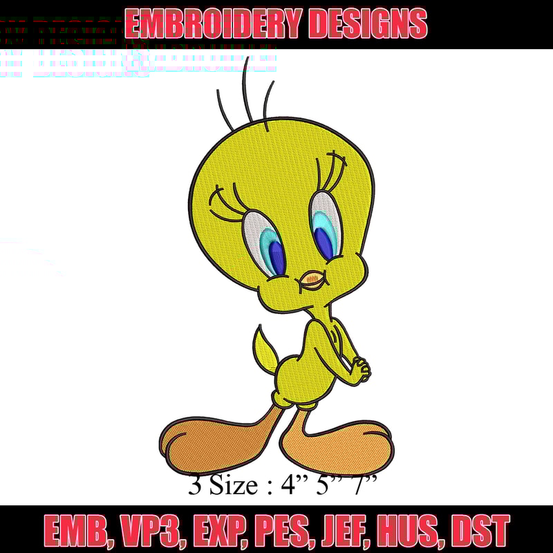Tweety cartoon embroidery design, Tweety cartoon embroidery, cartoon design, embroidery file, Digital download..jpg