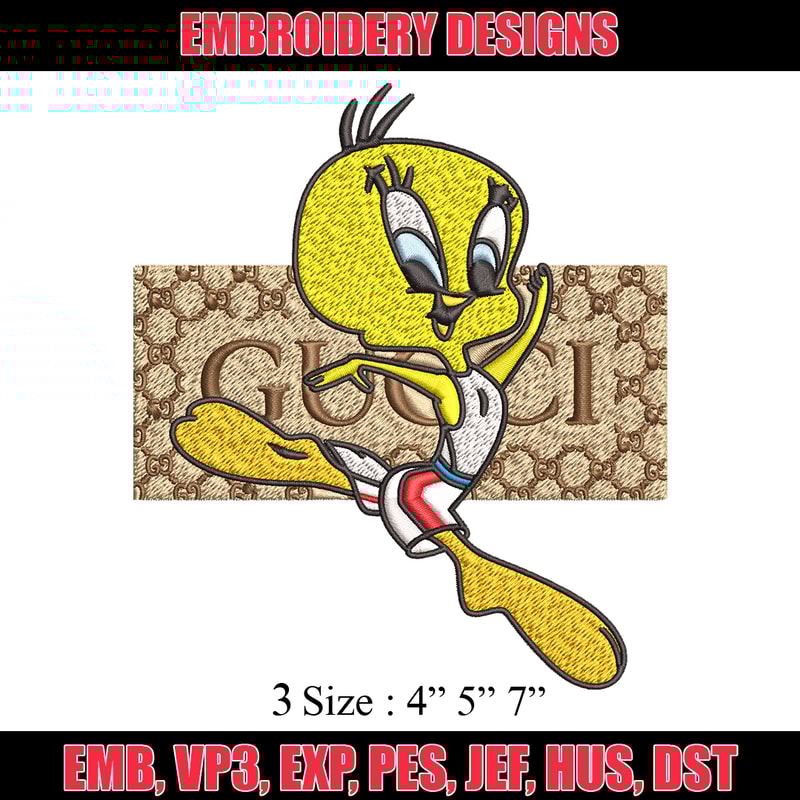 Tweety Gucci Embroidery design, Tweety Gucci cartoon Embroidery, cartoon design, Embroidery File, Digital download..jpg