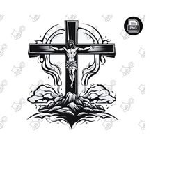 pious jesus cross png - sublimation designs, graphics - faithful christian art - digital download, religious png files - inspirational cross