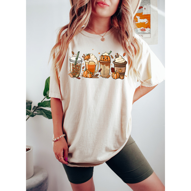 Comfort Colors® Fall Coffee Shirt, Cute Pumpkin Latte Shirt, Pumpkin Spice Latte Shirt, Coffee Lover Halloween Shirt, Women Fall Graphic Tee - 3.jpg