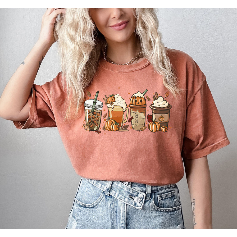 Comfort Colors® Fall Coffee Shirt, Cute Pumpkin Latte Shirt, Pumpkin Spice Latte Shirt, Coffee Lover Halloween Shirt, Women Fall Graphic Tee - 4.jpg