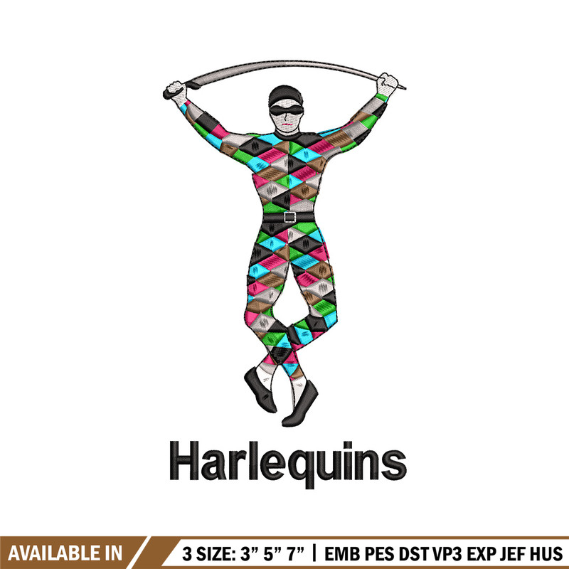 Harlequins embroidery design, Harlequins embroidery, Embroidery file, Embroidery shirt, Emb design, Digital download.jpg