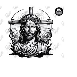 blessed jesus cross png - sublimation designs, graphics - faithful christian art - digital print, download, religious png files - inspiratio