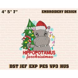 christmas embroidery designs, christmas hippo embroidery, christmas animal embroidery filles, merry xmas embroidery, ins