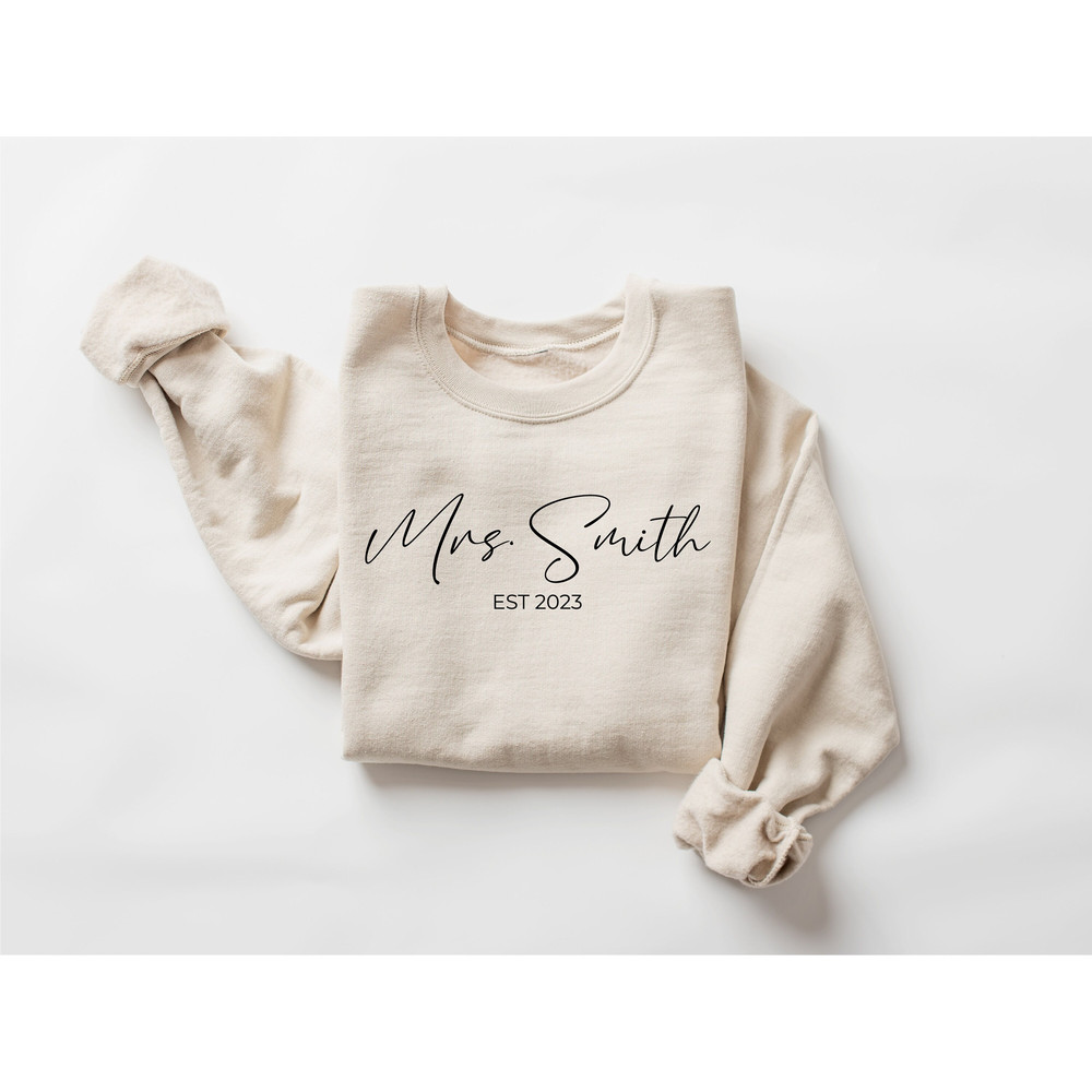 Custom Mrs Sweatshirt, Bride Sweatshirt, Personalized Last Name Sweatshirt, Wifey Sweatshirt, Future Mrs, Gift for Bride, Engagement Gift - 4.jpg