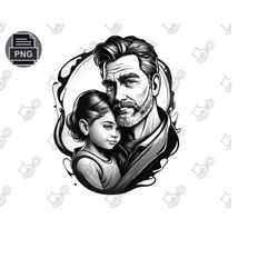 sentimental black and white father-daughter png - heartfelt father's gift, father's day - cherished daughter-dad art, touching father-daught