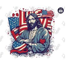 love jesus and america too - png file for usa shirt, independence day, july 4th - god bless america, love jesus, patriotic jesus art